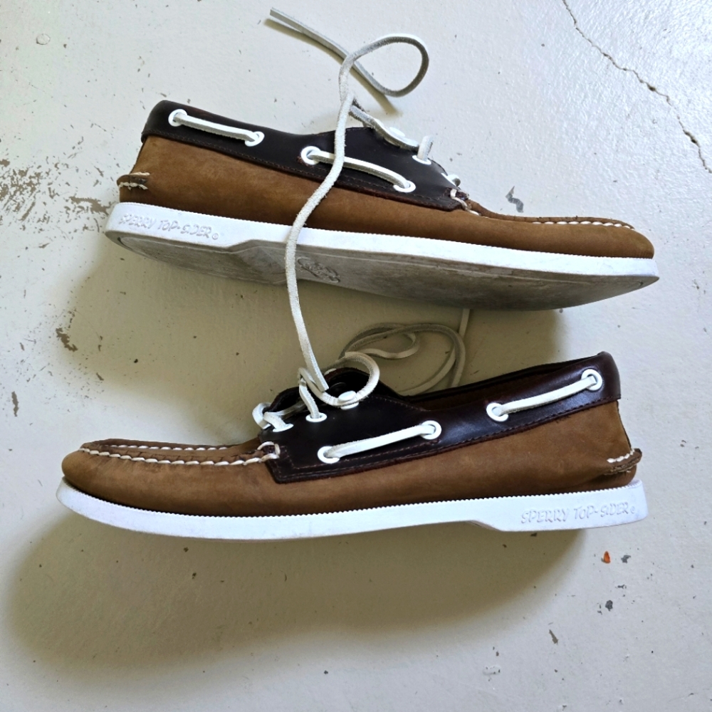 Sperry Top-Sider Colorblock Brown Deck Shoes Mens  Size 7.5